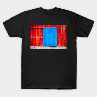 Blue Door On Red T-Shirt